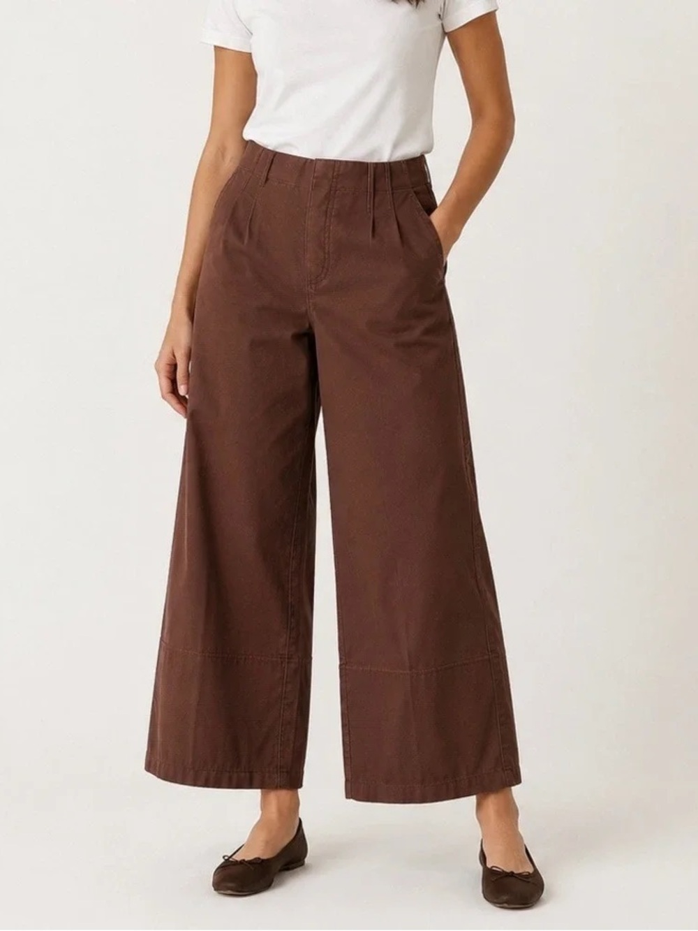NWOT Spanx High-Waist Wide-Leg Women's Pants in Brown